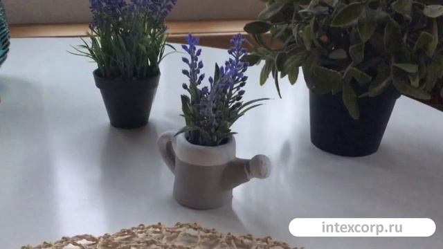 Искусственные цветы ЛАВАНДА в леечке , пластик, 6.5x13 см, 801145