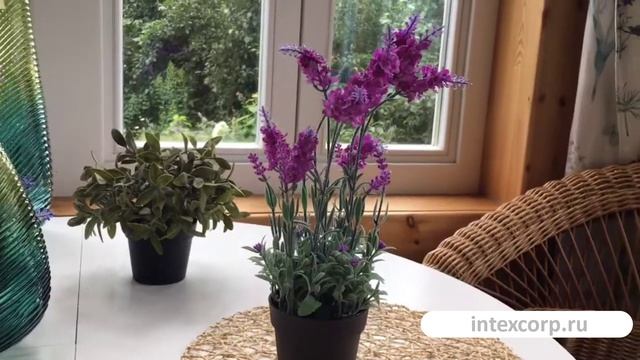 Искусственные цветы ЛАВАНДА фиолетовая в горшочке, пластик, 38 см, 800182-3