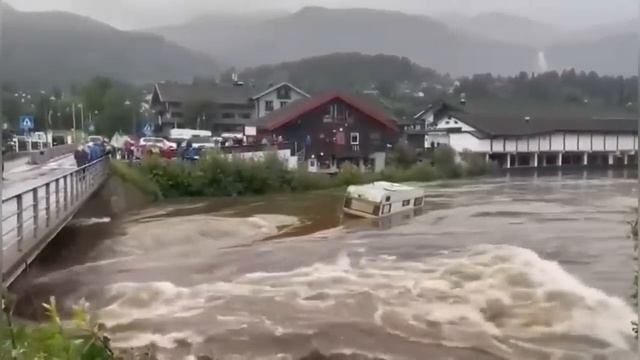 Live Disaster_ House Flooding, Storm Hans In Norway
