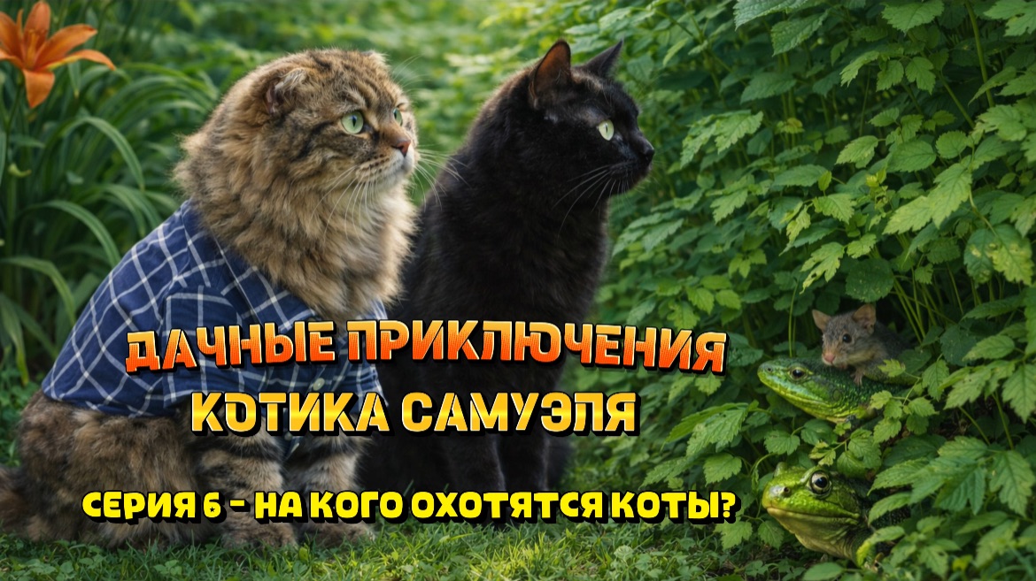 НА КОГО ОХОТЯТСЯ КОТЫ?🦎🐸🐭 - 6 серия. Дачные приключения котика Самуэля😸