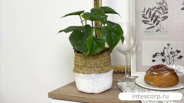 Искусственное растение ФИЛОДЕНДРОН В ПЛЕТЁНОМ КАШПО, 26 см, 801337-1