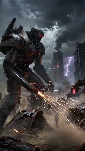 Битва с гигантским роботом в постапокалиптическом мире #роботы #постапокалипсис #фантастика