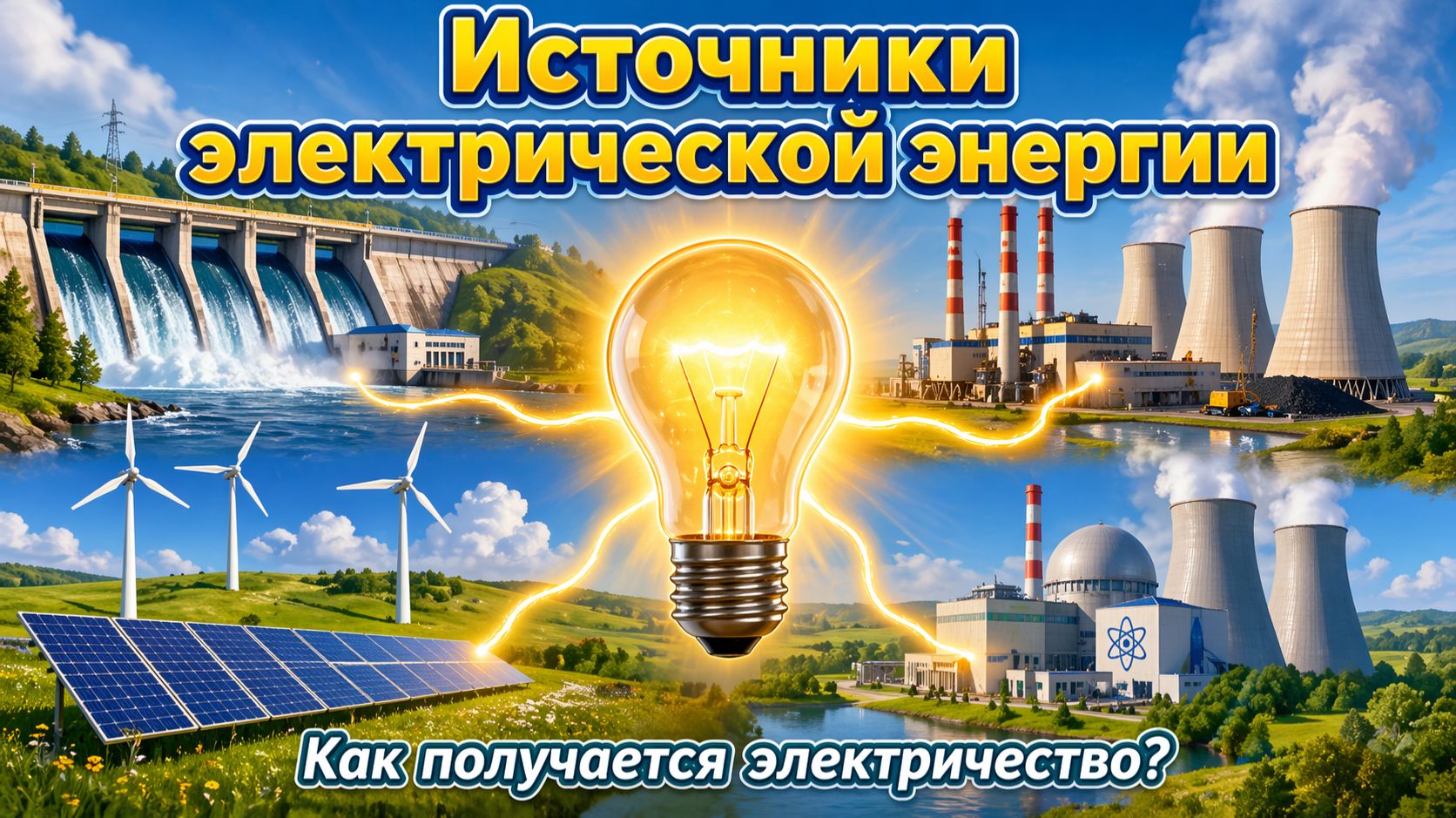 Какие бывают источники электрической энергии? Естествознание.