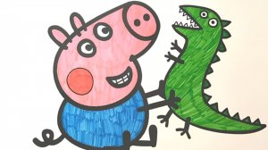 Свинка Пеппа - братик Пеппы Джордж и ДИНОЗАВР. Раскраска из мультика Peppa Pig.