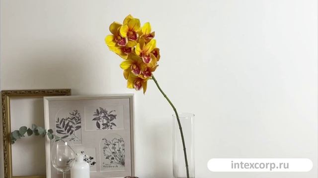 Искусственный цветок ОРХИДЕЯ - КОРОЛЕВА КРАСОТЫ, полиэстер, жёлтая, 71 см, 800552