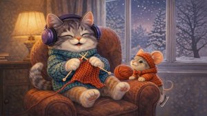 Музыка для творчества, кошки вяжут под музыку