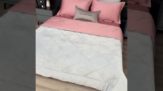 Комплект постельного белья на резинке с одеялом Вельвет Премиум «Нежный рассвет»