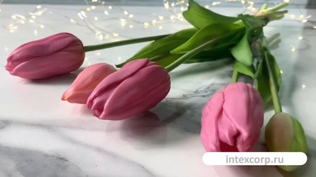 Искусственный букет ТЮЛЬПАНЫ ＂ВЕСНЕ ДОРОГУ!＂, силикон, тёмно-розовый, 216002-62-2