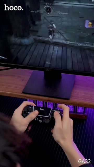 Hoco. GA32: беспроводной игровой контроллер для PS5 с 6-осевым гироскопом, RGB-подсветкой и тачпадом