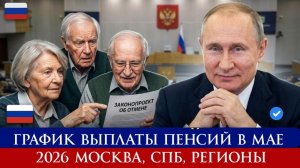 График выплаты пенсий в мае 2026 Москва, СПб, регионы, Сбербанк, Почта РФ