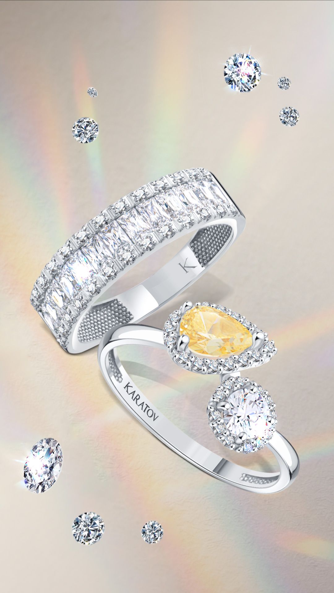 Серебро с кристаллами KARATOV