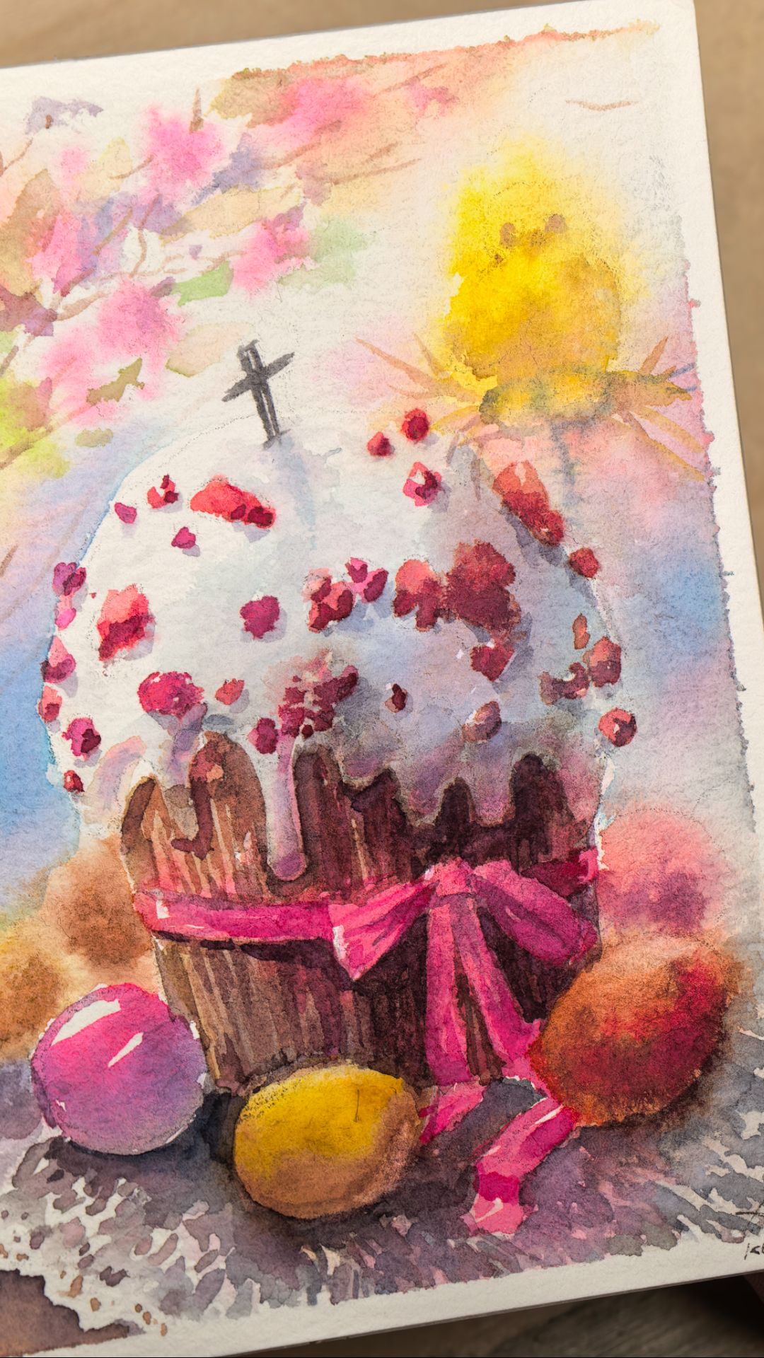 Кулич акварелью. Пасхальное видео