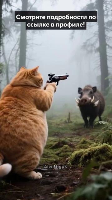 Рыжий кот и львята😂