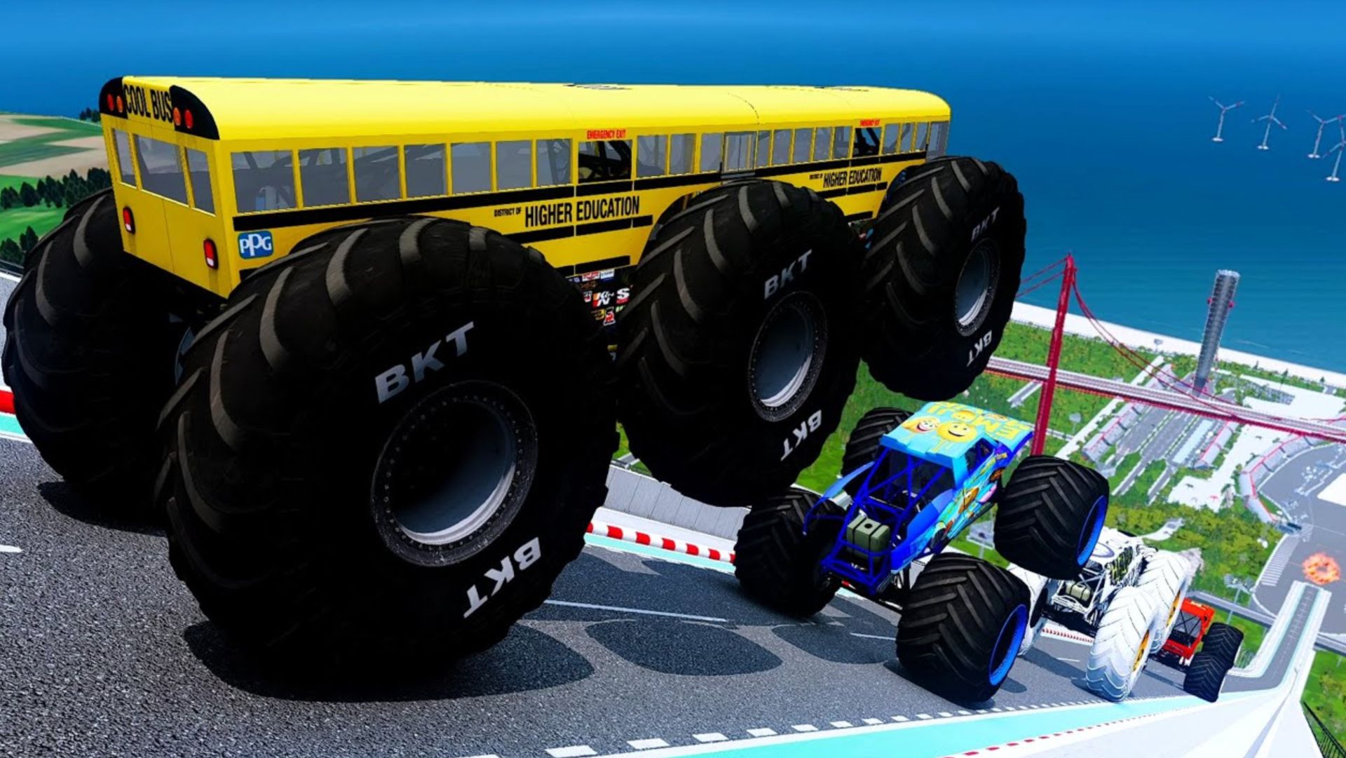 МУЛЬТИКИ ПРО МАШИНКИ Безумные прыжки и мощные столкновения на скоростном монстр-траке BeamNG Drive