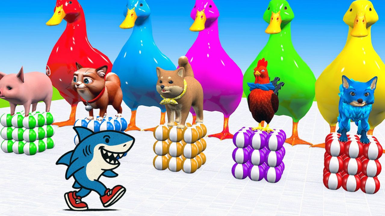 Мультики для детей. Смешная звериная ферма с домашними и дикими животными. Мультики малышам