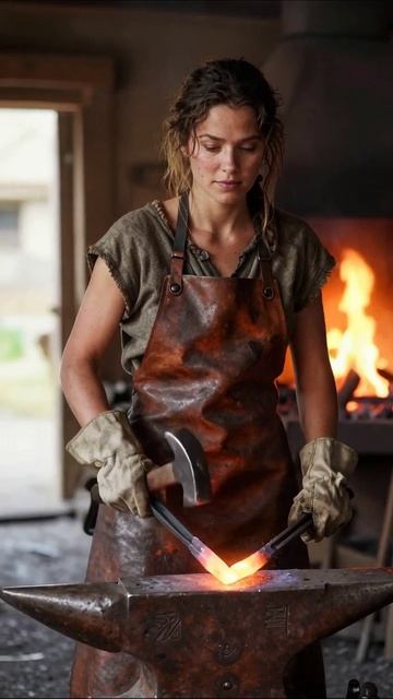 Женщина-кузнец: Искусство работы с металлом #кузнечноеискусство #металлообработка #женщинывремени