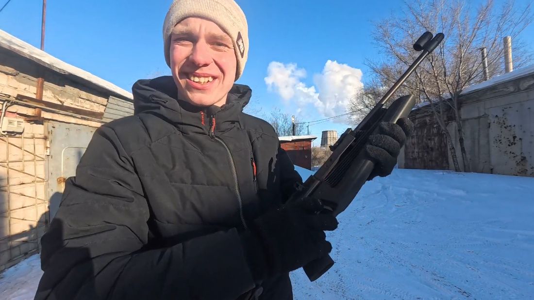 Стреляю из пневматической винтовки в мороз