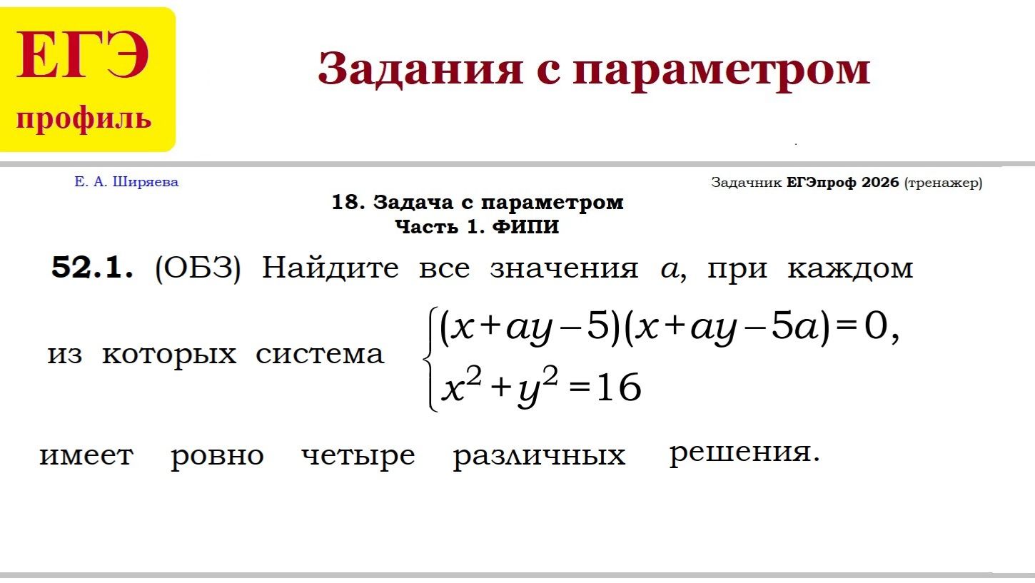 ЕГЭ 2026. Задания с параметром