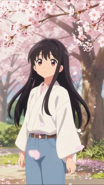 Весеннее вдохновение: девушка под цветущей сакурой #аниме #весна #сакура