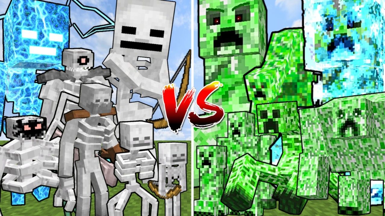 ВСЕ СКЕЛЕТЫ Vs ВСЕХ КРИППЕРОВ! МУТАНТЫ и ТИТАНЫ! - Minecraft Битва Мобов
