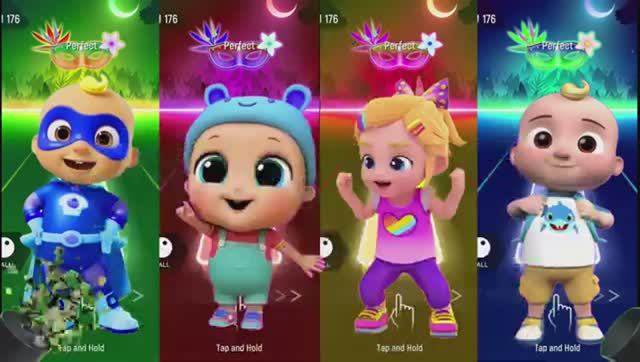 Милые пупсики танцуют! 👶🎀 Баттл мальчиков и девочек в Tiles Hop под детскую музыку