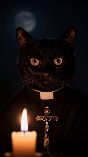 Кот-священник: мистическая ночь с свечой #кот #мистика #приключения