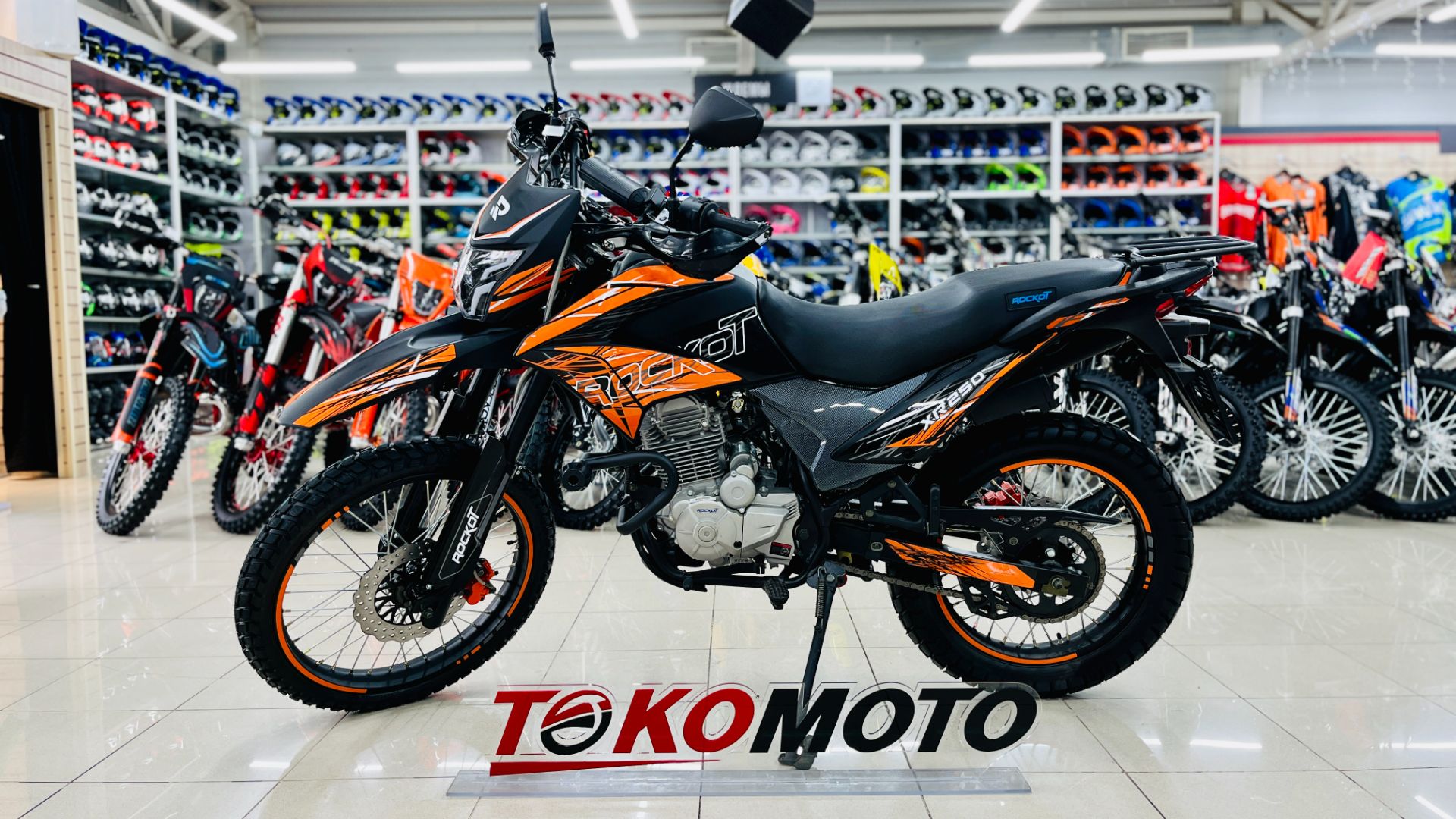Мотоцикл эндуро ROCKOT XR250 (черный-оранжевый, 21-18, ЭПТС)