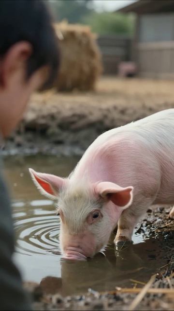 Друзья на ферме: общение с поросенком #ферма #поросенок #друзья