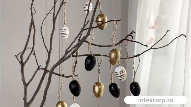 Набор декоративных яиц ПАСХАЛЬНЫЕ МОТИВЫ, пластик, 4 см, 12 шт., 22-270-1