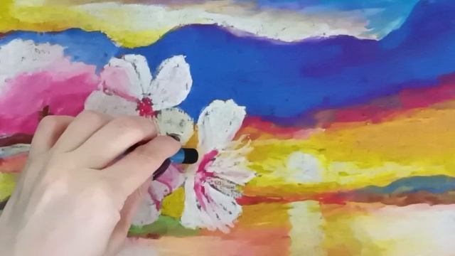 Весенний пейзаж масляной пастелью Сонет