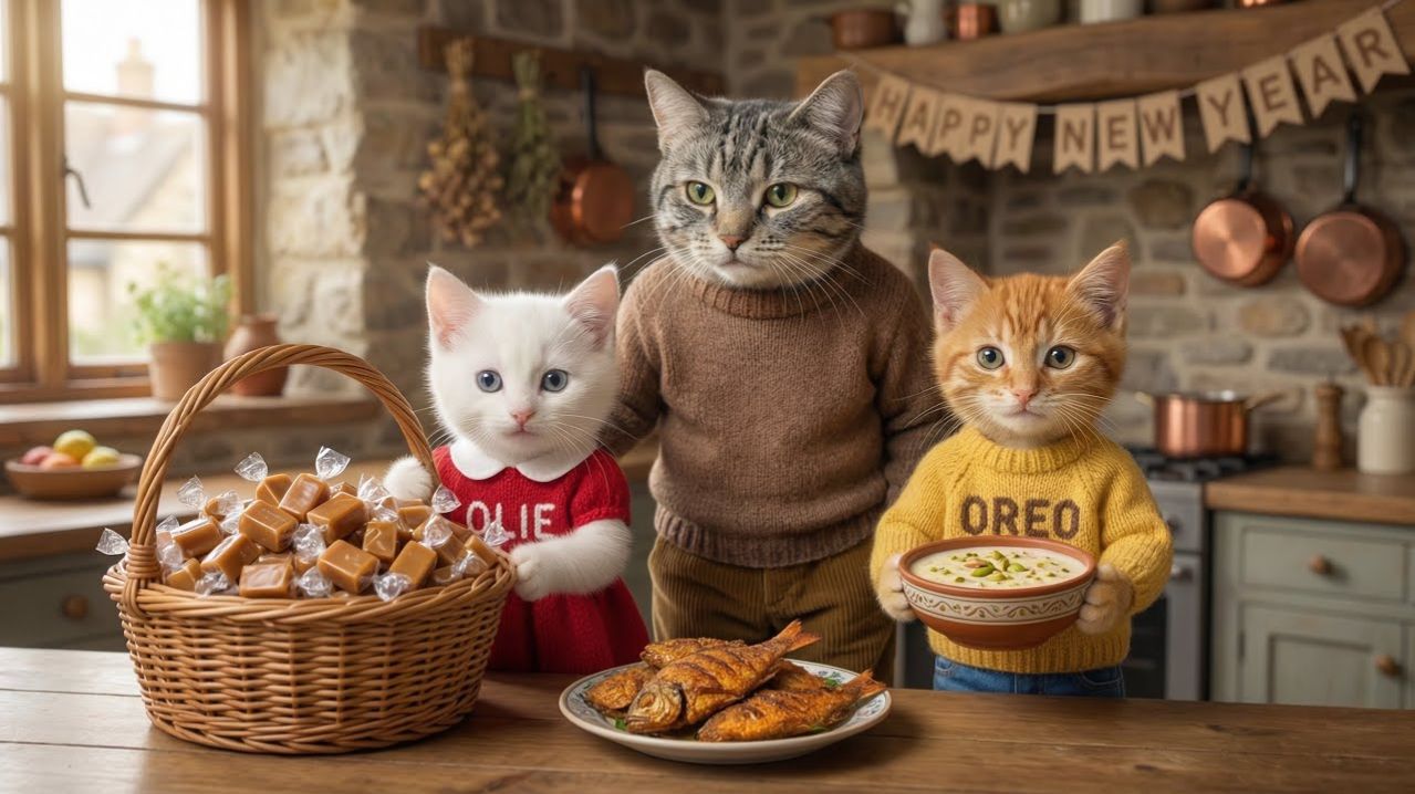 Маленькие котята всё сделали своими руками | Деревенский праздник, и новогодние пожелания 🧶🍲🎉