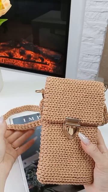СУМОЧКА ДЛЯ ТЕЛЕФОНА КРЮЧКОМ ИЗ ПОЛИЭФИРНОГО ШНУРА 🧶.