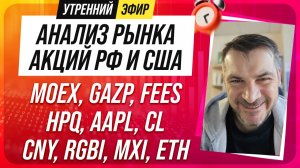 Анализ рынка акций РФ и США/ MOEX, GAZP, FEES, HPQ, AAPL, CL/ CNY, RGBI, MXI, ETH