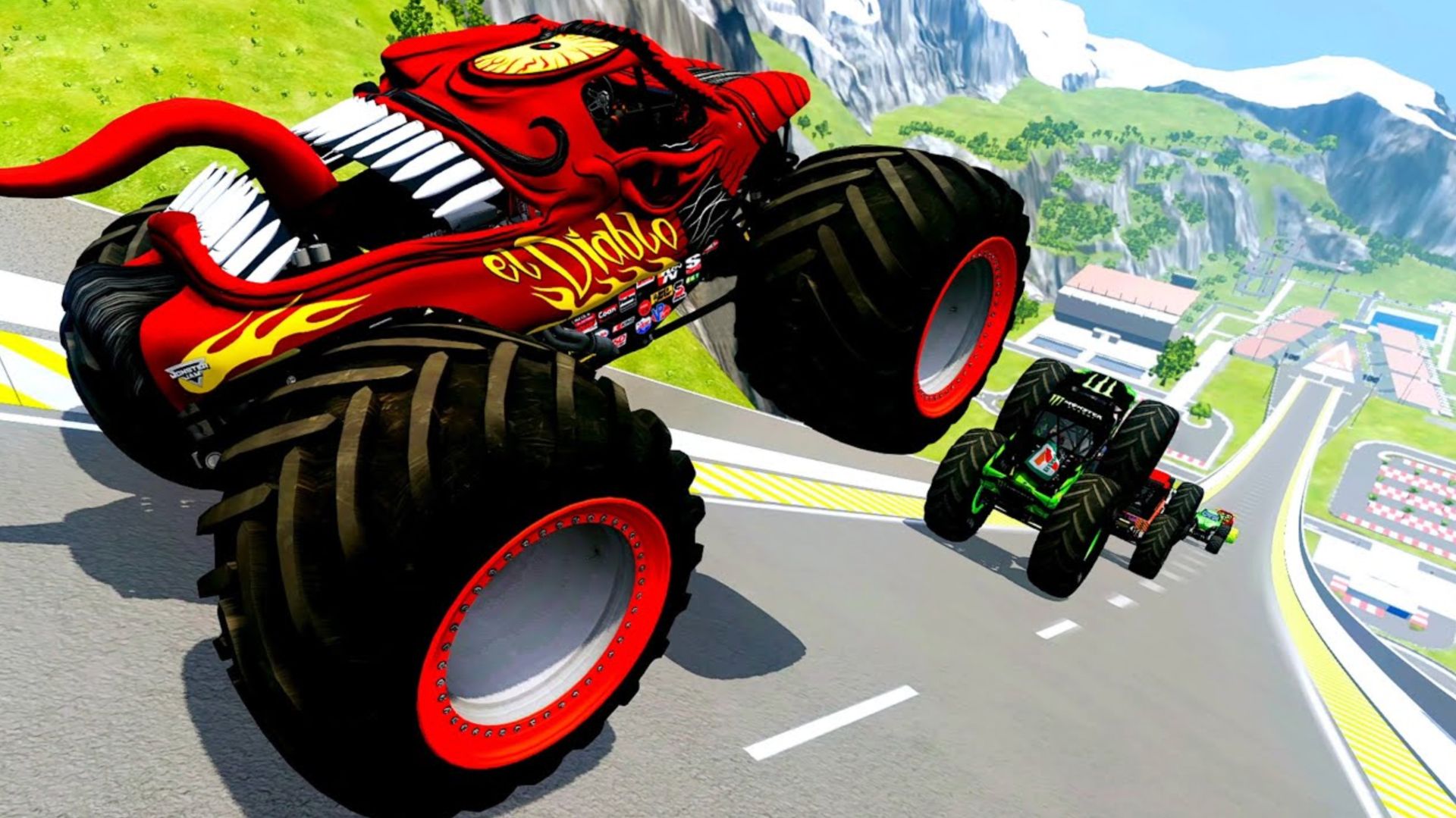 МУЛЬТИКИ ПРО МАШИНКИ 4K — Монстр-Трак делает НЕВЕРОЯТНЫЕ прыжки и столкновения | BeamNG Drive