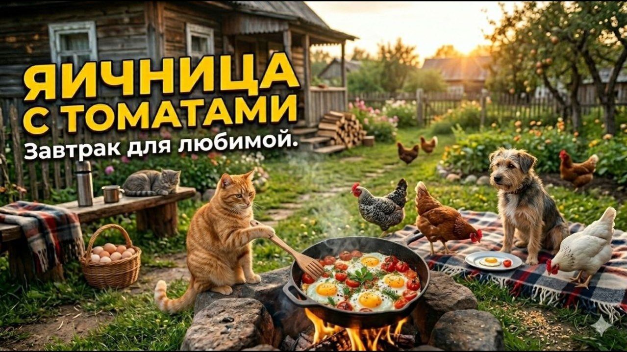 Как приготовить идеальную яичницу с томатами на природе. Рецепт для любимой