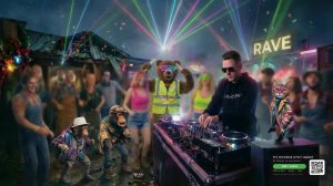 Рейв в деревне 24/7. Звёзды над головой, бас в груди. Кошачий продюсер и команда "рвут танцпол"