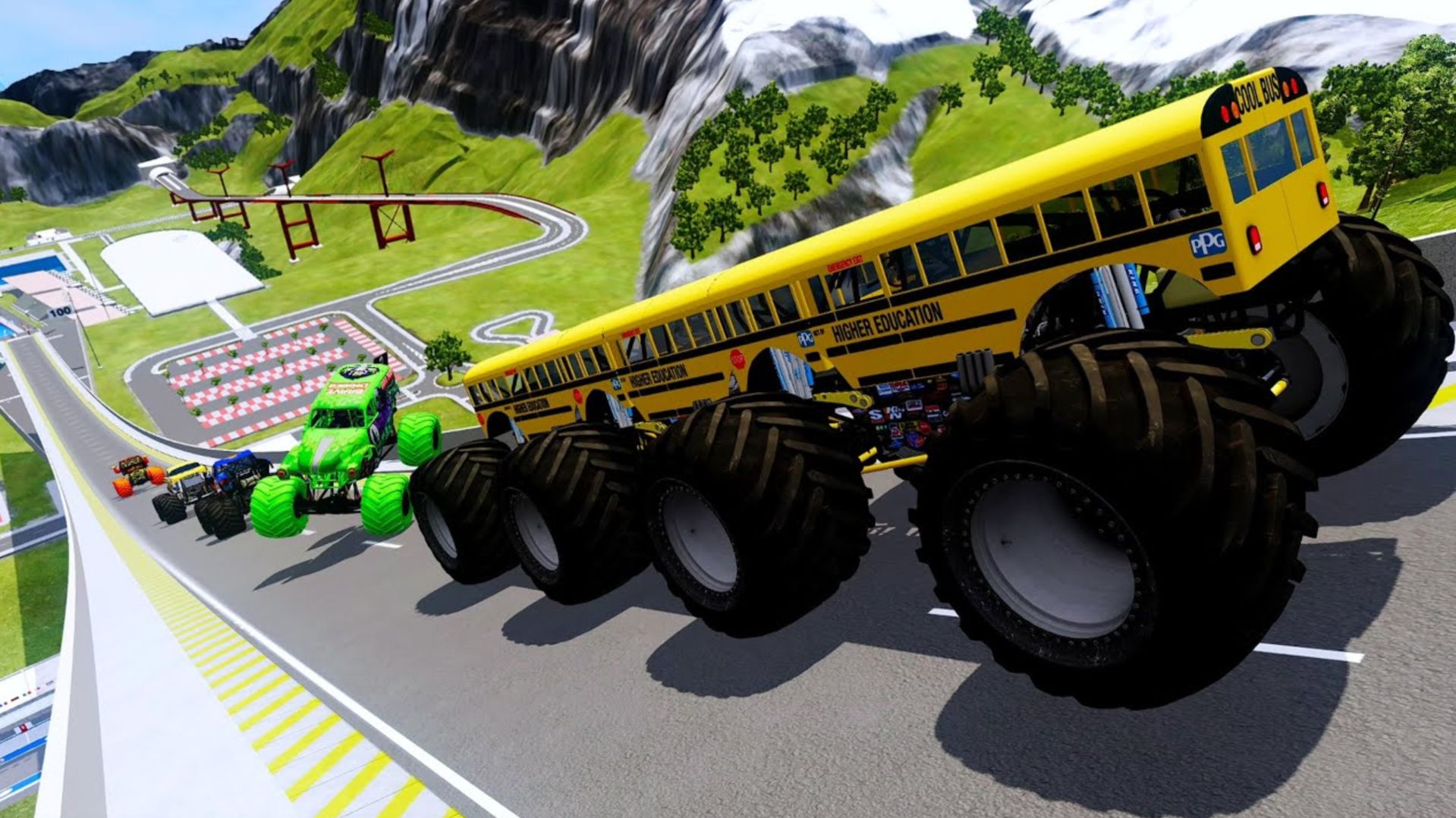 МУЛЬТИКИ ПРО МАШИНКИ 4K Безумные гонки, столкновения и эпические прыжки монстр-трака в BeamNG Drive