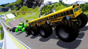 МУЛЬТИКИ ПРО МАШИНКИ 4K Безумные гонки, столкновения и эпические прыжки монстр-трака в BeamNG Drive