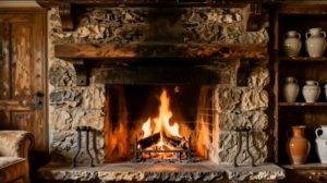 Камин 1 час видео - успокаивающие звуки горящих дров в камине