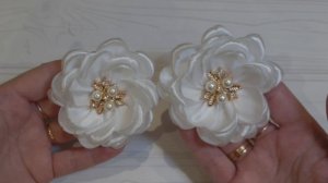 МК Бантики из атласной ленты 2,5см, Бантики розочка, канзаши