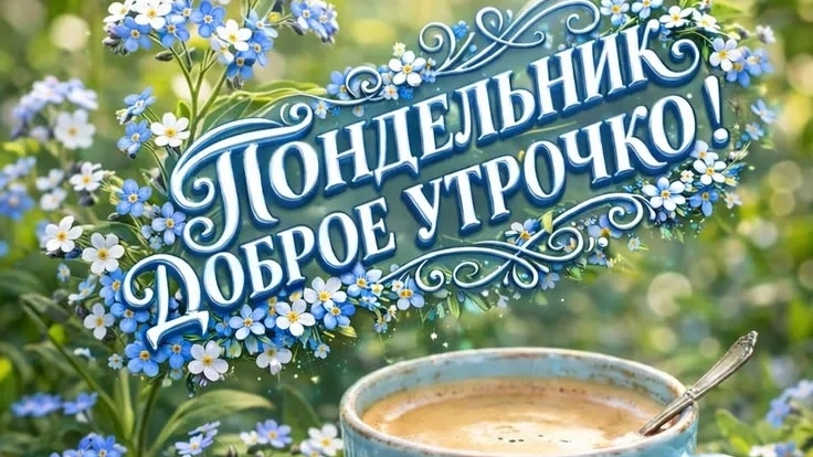 С добрым утром понедельника. Красивая музыкальная открытка.