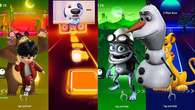 Маша и Медведь, Симба и Крейзи Фрог! 🐻🐸 Эпичный баттл в Tiles Hop под Coffin Dance