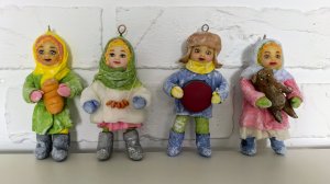 Мои первые елочные игрушки из ваты. Ватные куколки. Ватные ёлочные игрушки своими руками.