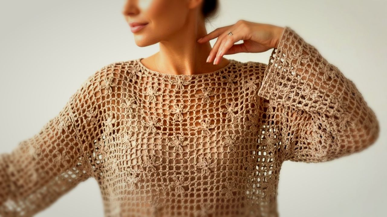 Ажурный узор крючком для туники, джемпера - Вязание крючком