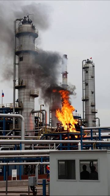 Пожар на нефтеперерабатывающем заводе: последствия и безопасность #пожар #нефтепереработка #безопас