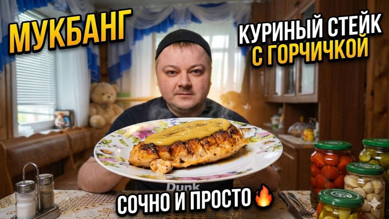 Мукбанг: Куриный стейк с горчичкой — сочно и просто 🔥