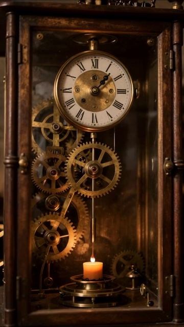 Часы с механизмом и свечой: старая техника в действии #часы #антиквариат #механика