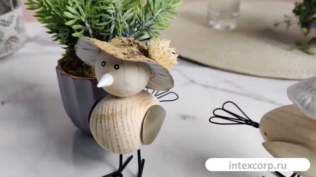 Набор декоративных фигурок ПТИЧКИ ПОДРУЖКИ-БОЛТУШКИ, металл, дерево, 12 см, 2 шт., 2020639-набор