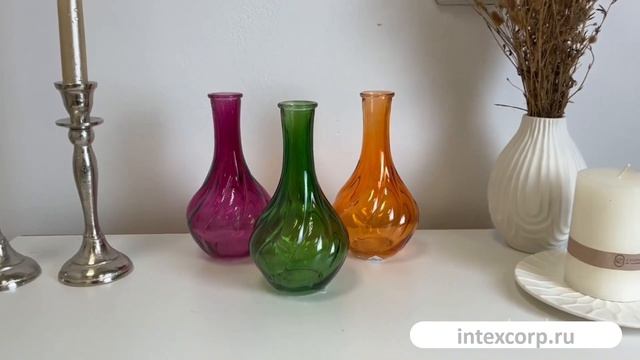 Набор декоративных ваз СЕРЕНИТИ, стекло, 17 см, 3 шт., 1155294-набор