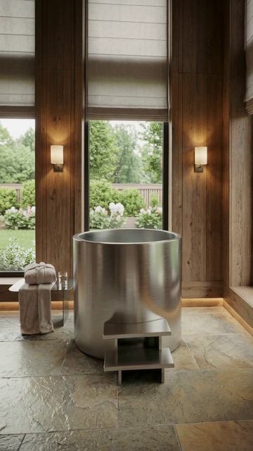 🔥 Новинка 2026 года! Цилиндрическая купель из цельного метала! #купель #дизайнинтерьера #проект
